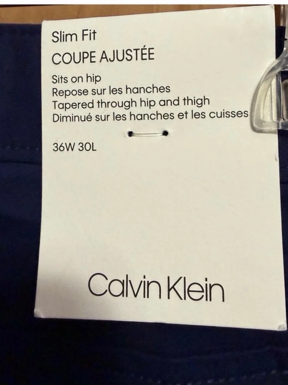Calvin Klein Men's Deep Blue Slim Fit Chinos Size 36x30